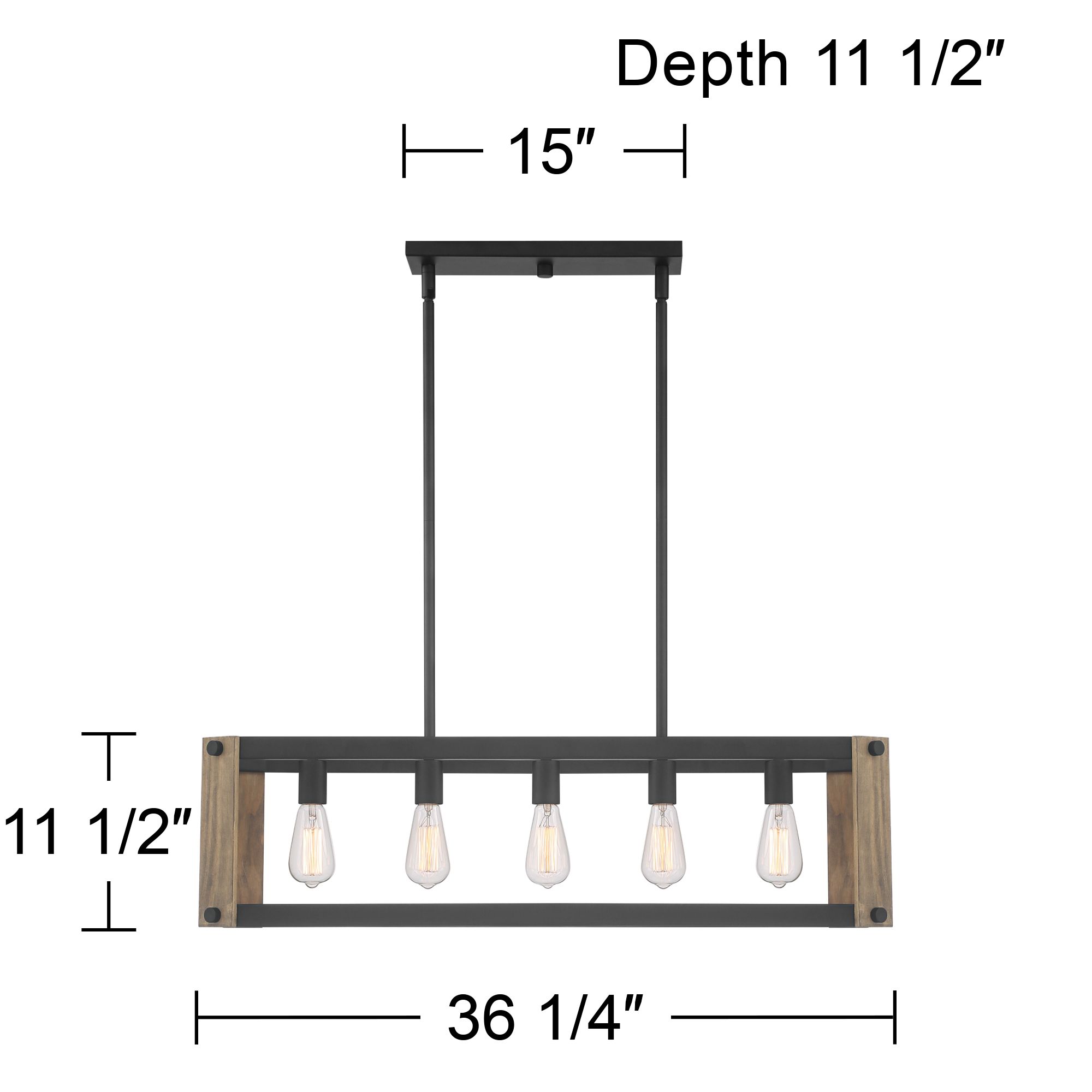 Possini Euro Cameron 36 1/4" Wide Black 5-Light Island Pendant Light