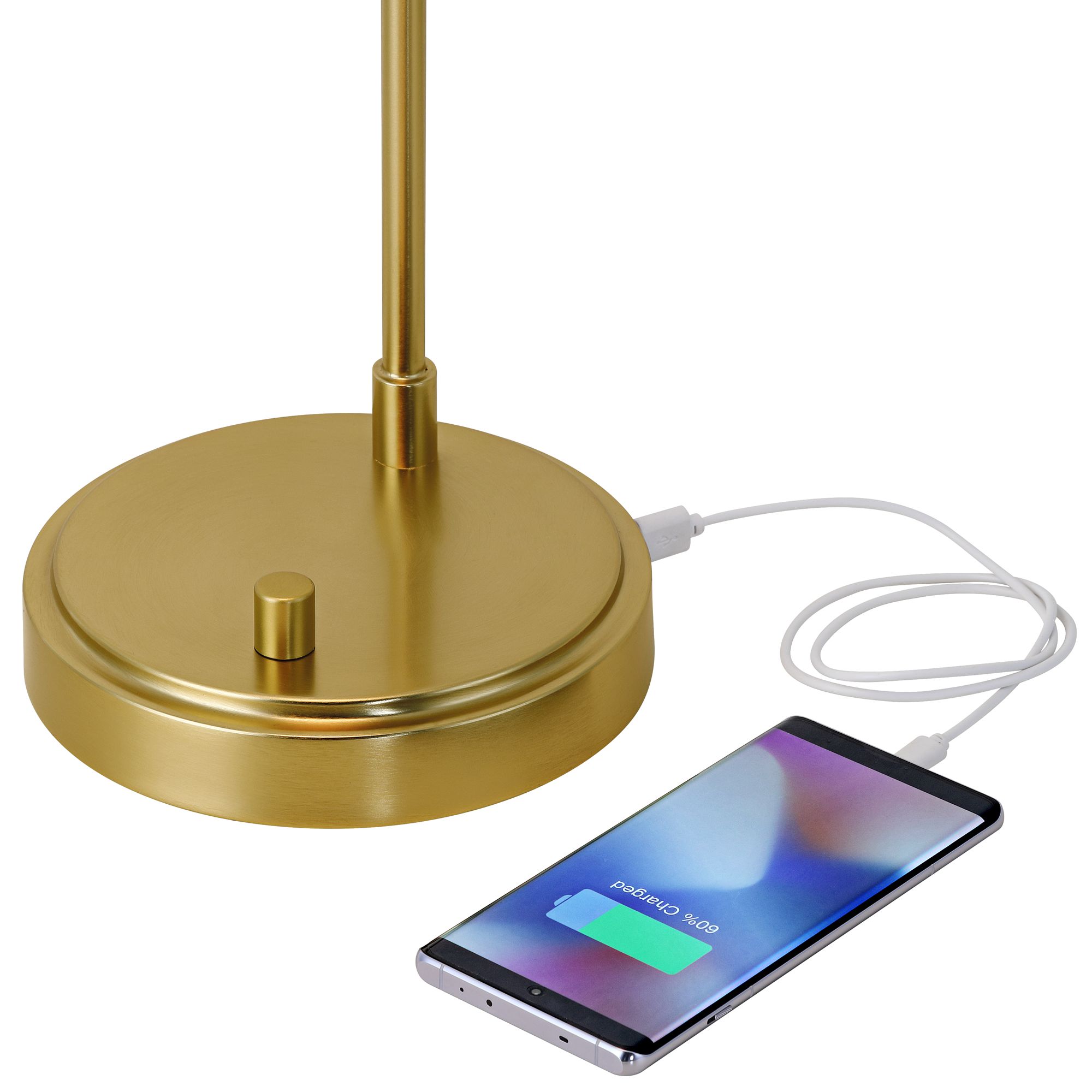 Image 4 Possini Euro Camila 25" Antique Brass Globe Lamp with USB and Outlet more views