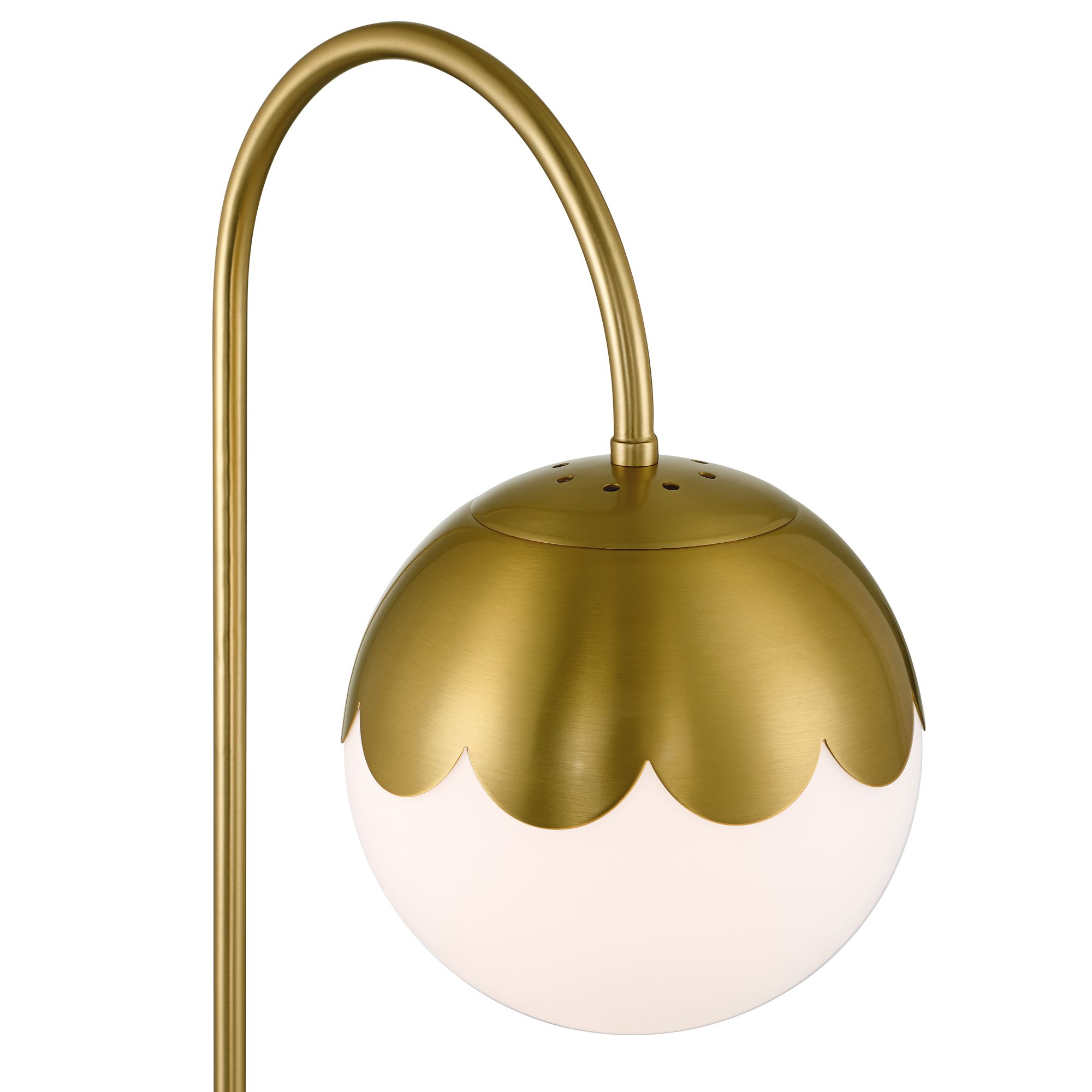 Watch A Video About the Camila Antique Brass Globe Lamp with USB and Outlet