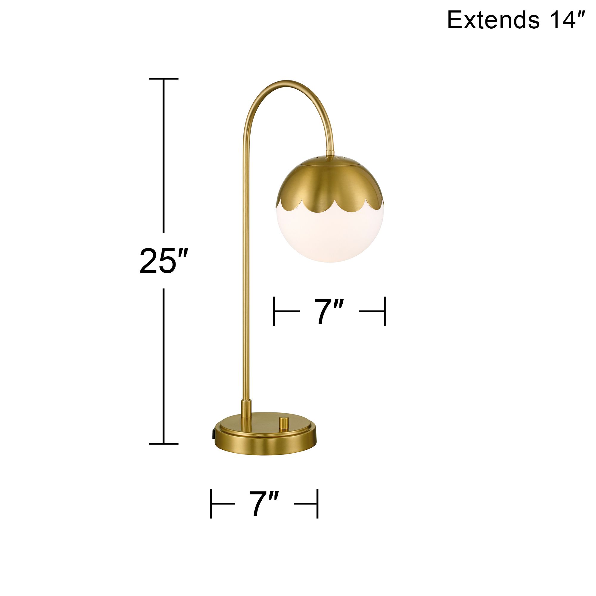 Watch A Video About the Camila Antique Brass Globe Lamp with USB and Outlet
