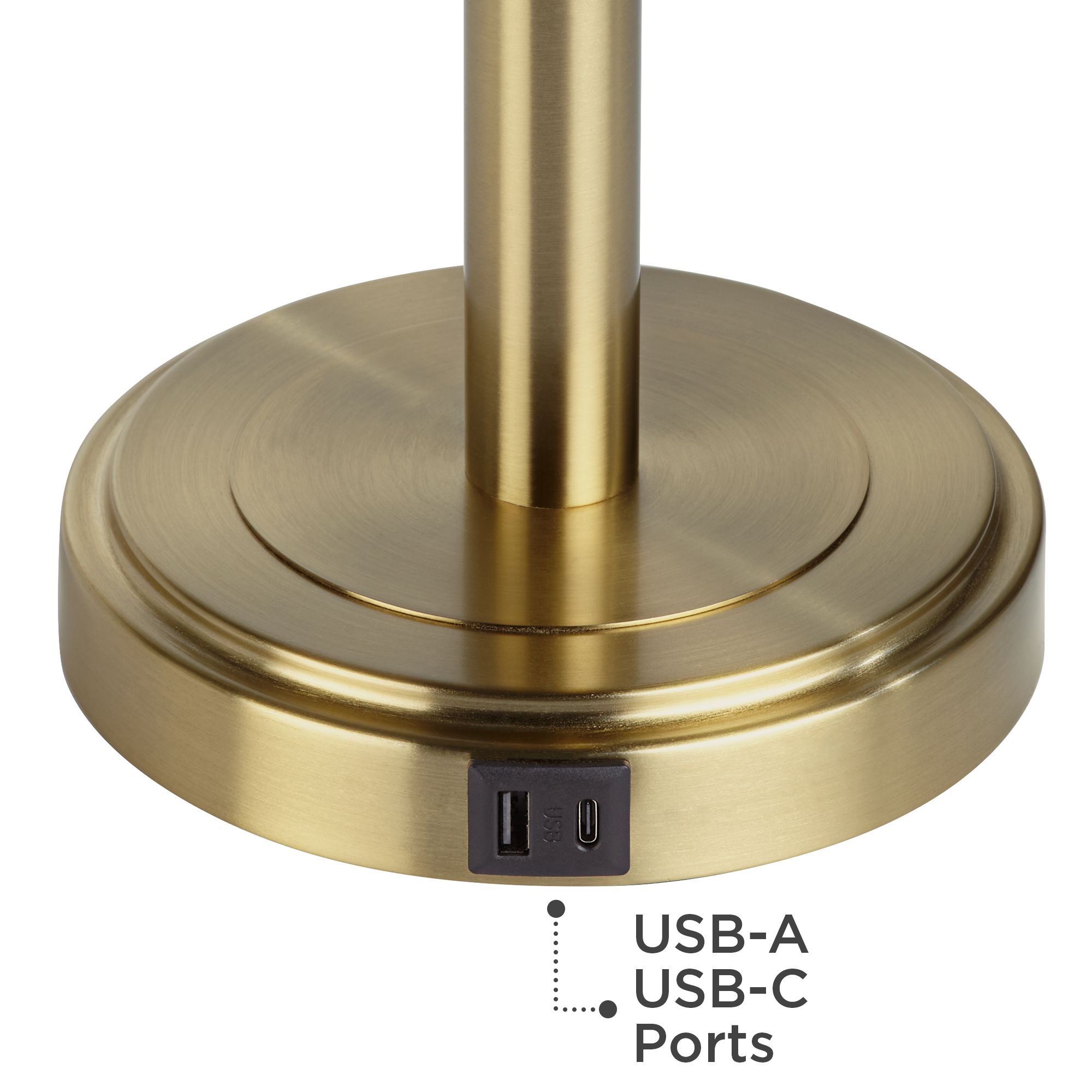 Image 6 Possini Euro Camile 25" Brass Finish Metal USB Table Lamps Set of 2 more views