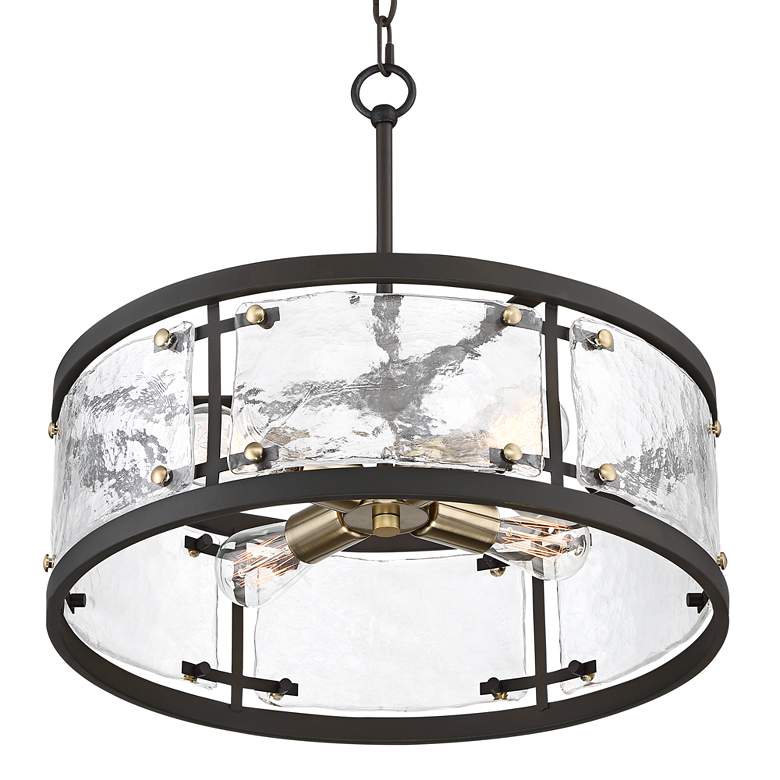 Image 6 Possini Euro Campanelli 19" Wide Bronze and Brass Drum Pendant Light more views