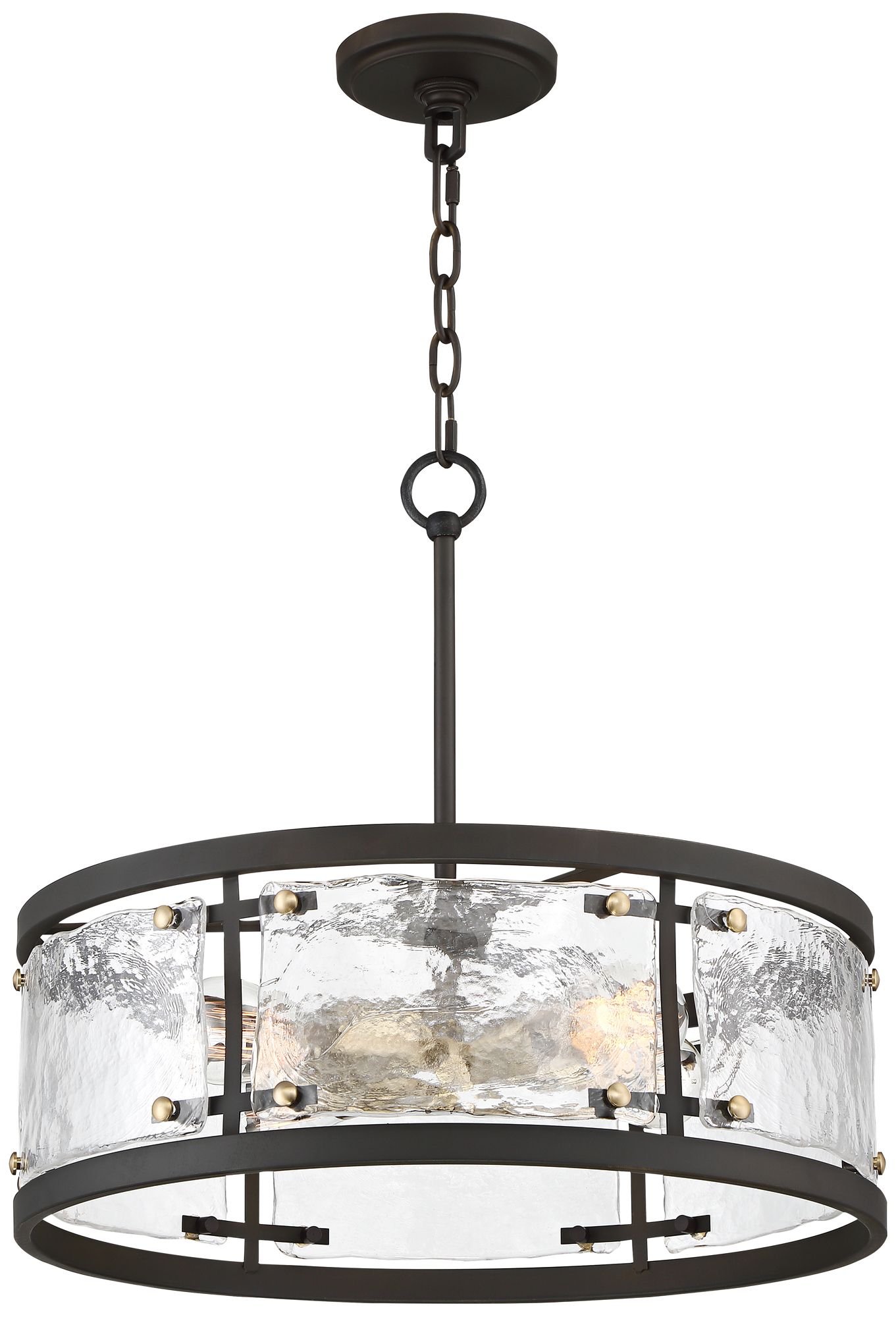Watch A Video About the Possini Euro Campanelli Bronze and Brass Drum Pendant Light