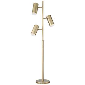 Image3 of Possini Euro Canasta Trac 66" Satin Brass Modern Tree Floor Lamp