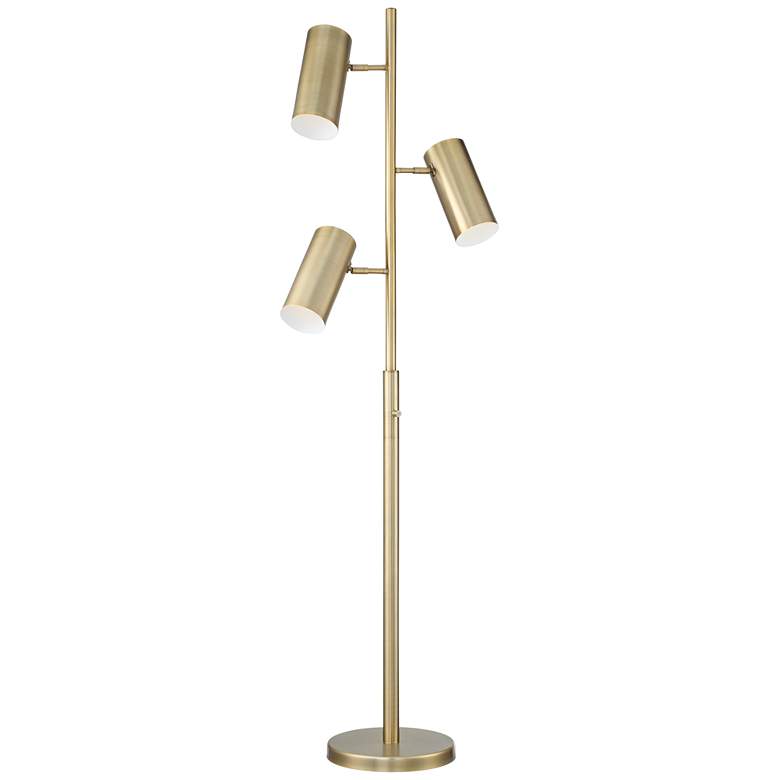 Image 3 Possini Euro Canasta Trac 66" Satin Brass Modern Tree Floor Lamp