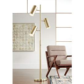 Image2 of Possini Euro Canasta Trac 66" Satin Brass Modern Tree Floor Lamp