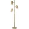 Possini Euro Canasta Trac Satin Brass Modern Tree Floor Lamp