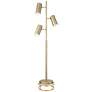 Possini Euro Canasta Trac Satin Brass Tree 3-Light Floor Lamp with Riser
