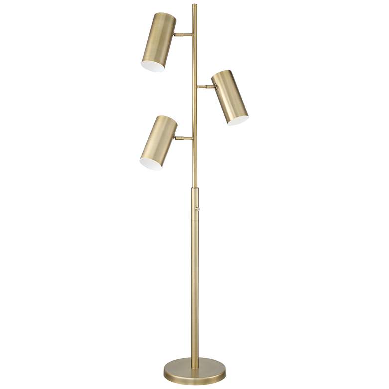 Image 5 Possini Euro Canasta Trac Satin Brass Tree 3-Light Floor Lamp with Riser more views