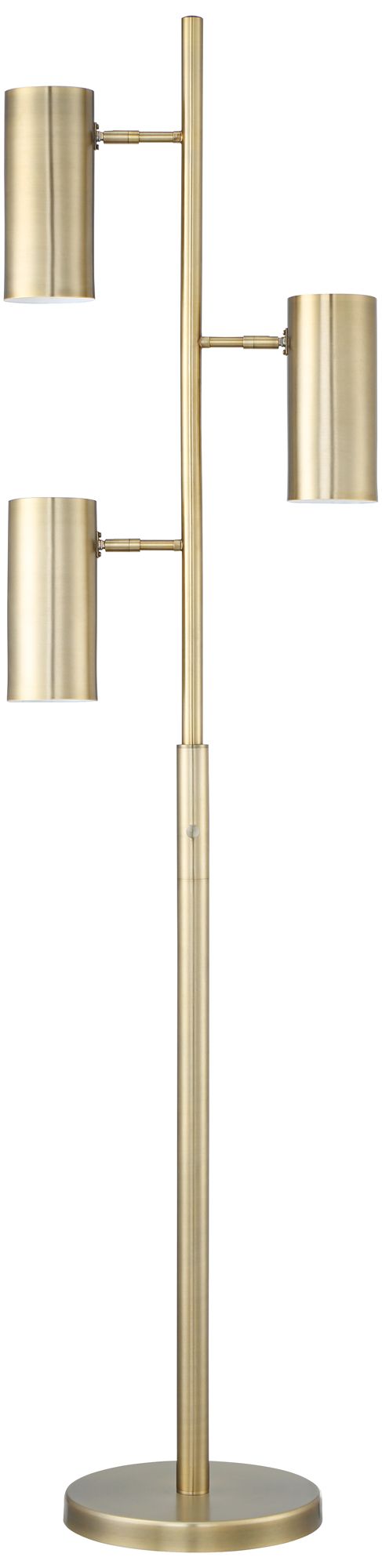 Image 6 Possini Euro Canasta Trac Satin Brass Tree 3-Light Floor Lamp with Riser more views