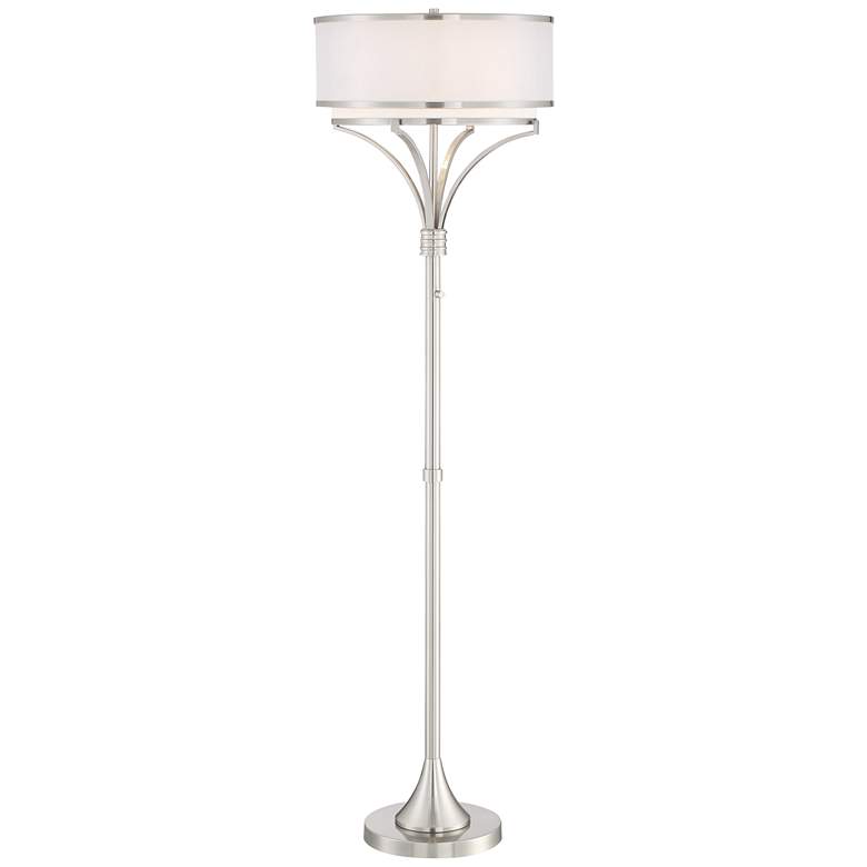 Image 2 Possini Euro Candice 64 inch Brushed Nickel Dual Shade Modern Floor Lamp