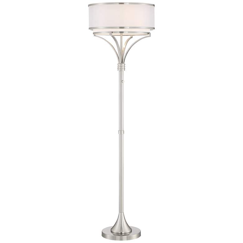 Image 7 Possini Euro Candice 64" Brushed Nickel Dual Shade Modern Floor Lamp more views