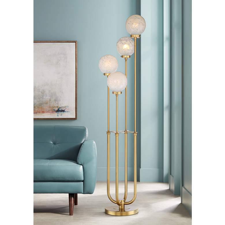 Image 2 Possini Euro Candida 68 1/2 inch Glass and Warm Gold 4-Light Floor Lamp