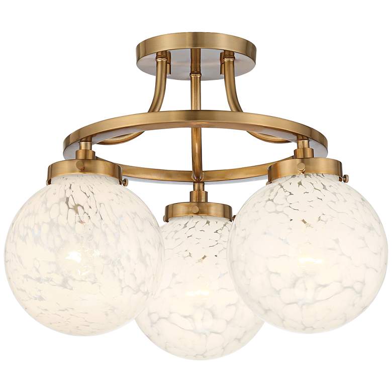 Image 2 Possini Euro Candide 16 1/2" Brass and Glass 3-Light Ceiling Light