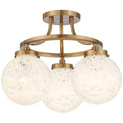Possini Euro Candide 16 1/2&quot; Brass and Glass 3-Light Ceiling Light