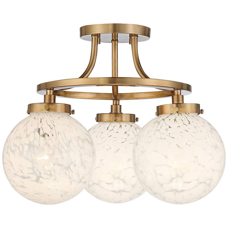 Image 4 Possini Euro Candide 16 1/2" Brass and Glass 3-Light Ceiling Light more views