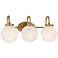 Possini Euro Candide 24" Wide Warm Gold and Glass 3-Light Bath Light