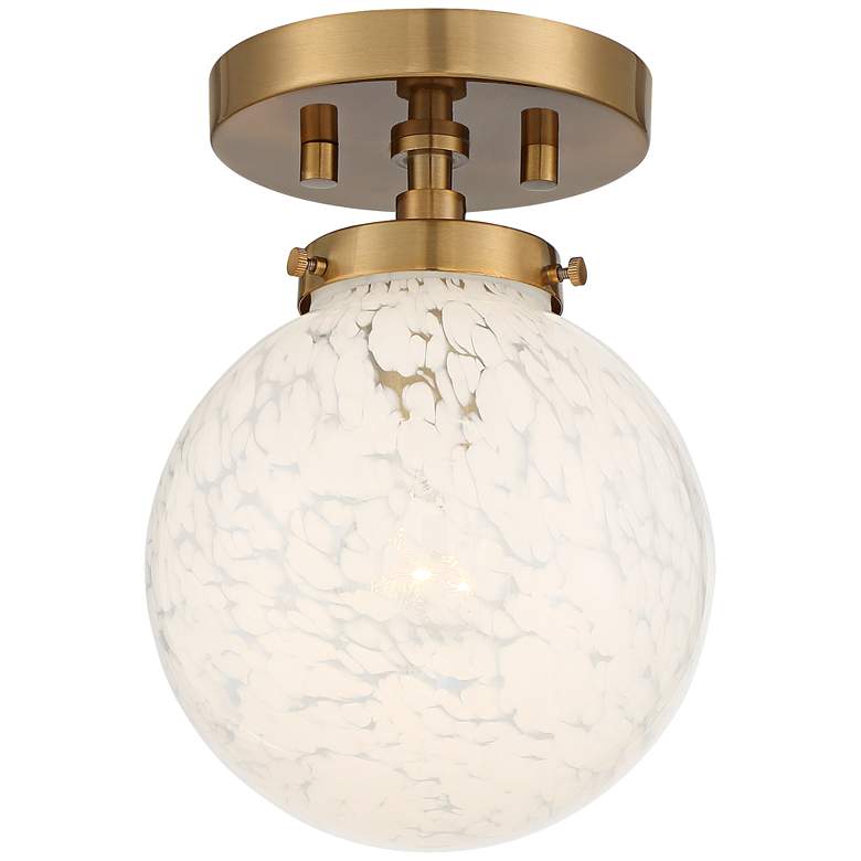 Image 2 Possini Euro Candide 7" Wide Warm Gold and Glass Globe Ceiling Light