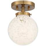 Possini Euro Candide 7&quot; Wide Warm Gold and Glass Globe Ceiling Light