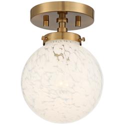 Possini Euro Candide 7&quot; Wide Warm Gold and Glass Globe Ceiling Light