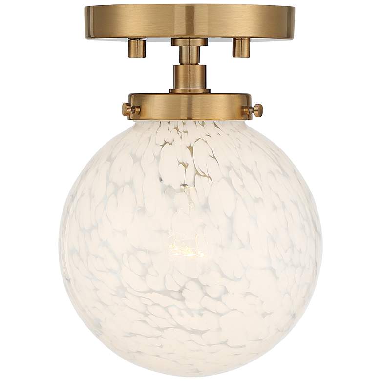 Image 4 Possini Euro Candide 7 inch Wide Warm Gold and Glass Globe Ceiling Light more views
