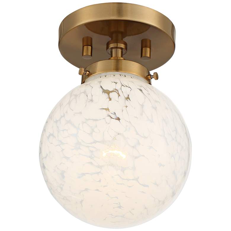 Image 5 Possini Euro Candide 7" Wide Warm Gold and Glass Globe Ceiling Light more views