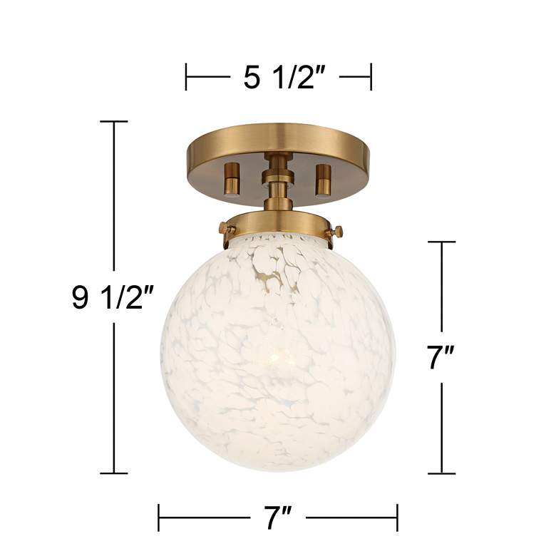 Image 6 Possini Euro Candide 7" Wide Warm Gold and Glass Globe Ceiling Light more views