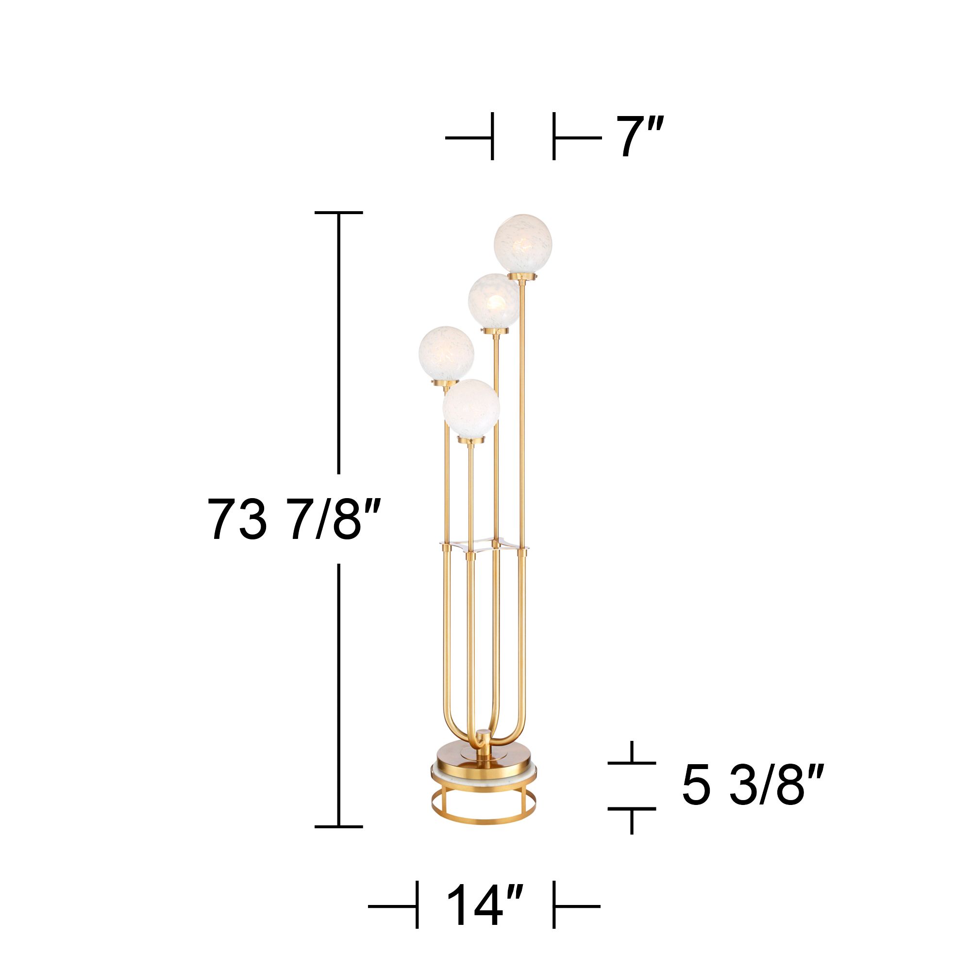 Possini Euro Candide Warm Gold 4-Light Floor Lamp with Riser