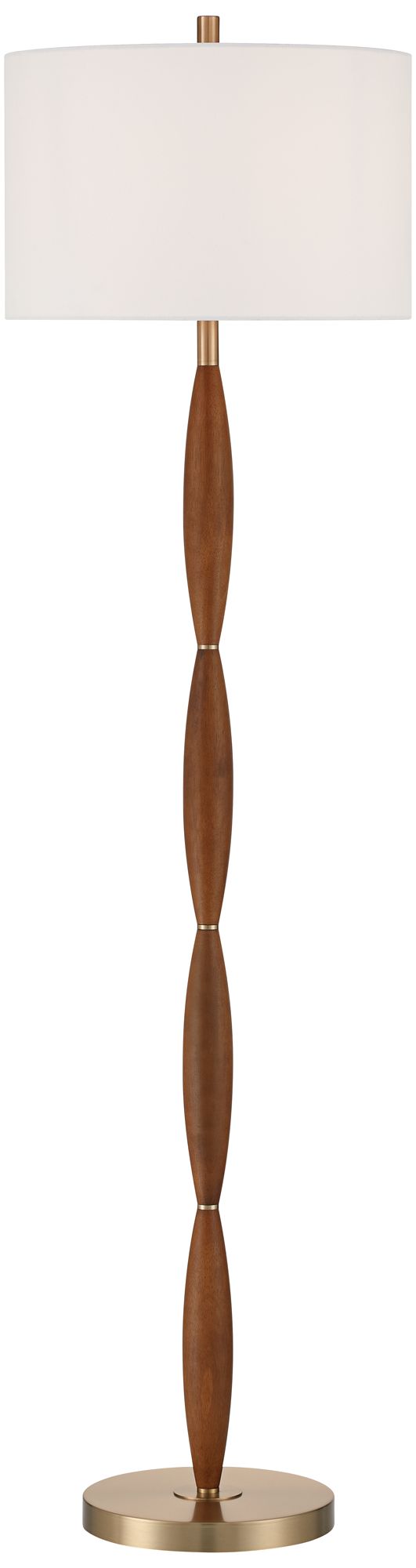 Image 3 Possini Euro Cannon 65" High Medium Brown Wood Segmented Floor Lamp
