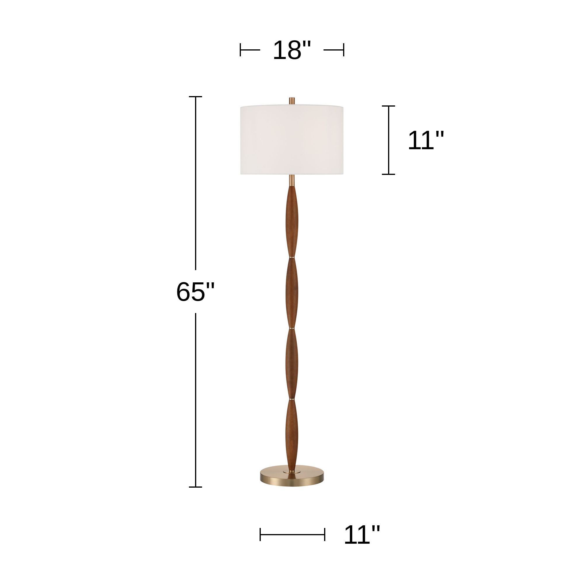 Possini Euro Cannon 65" High Medium Brown Wood Segmented Floor Lamp in scene
