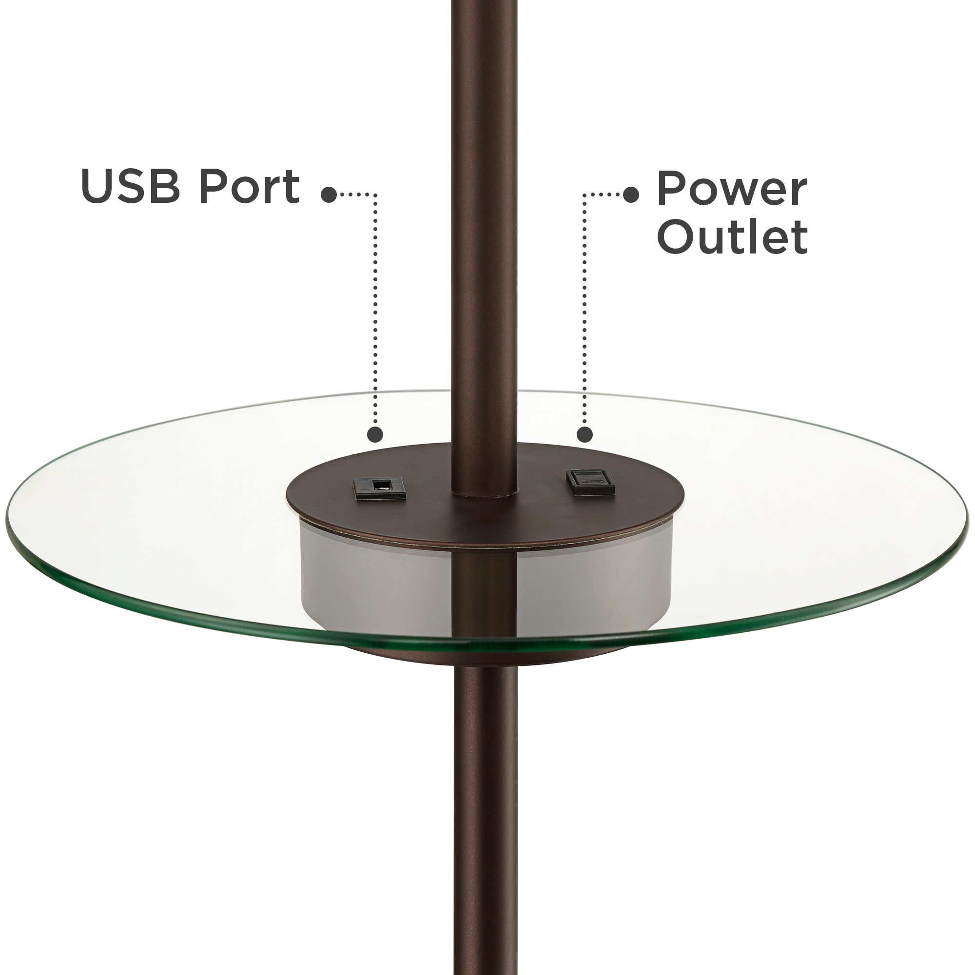 Image 6 Possini Euro Caper 60 1/2" Bronze Table Floor Lamp with USB and Outlet more views