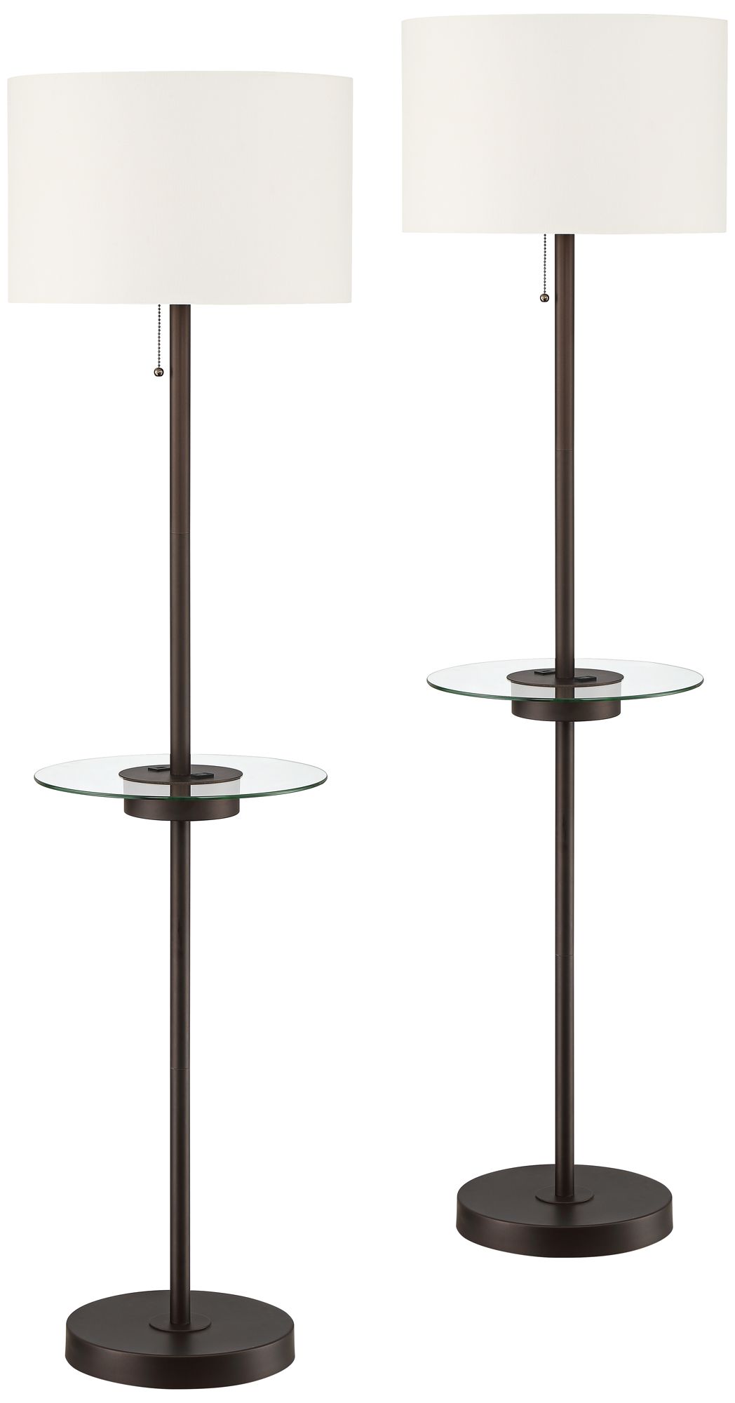 Image 2 Possini Euro Caper 60 1/2" Bronze Tray Table USB Floor Lamps Set of 2
