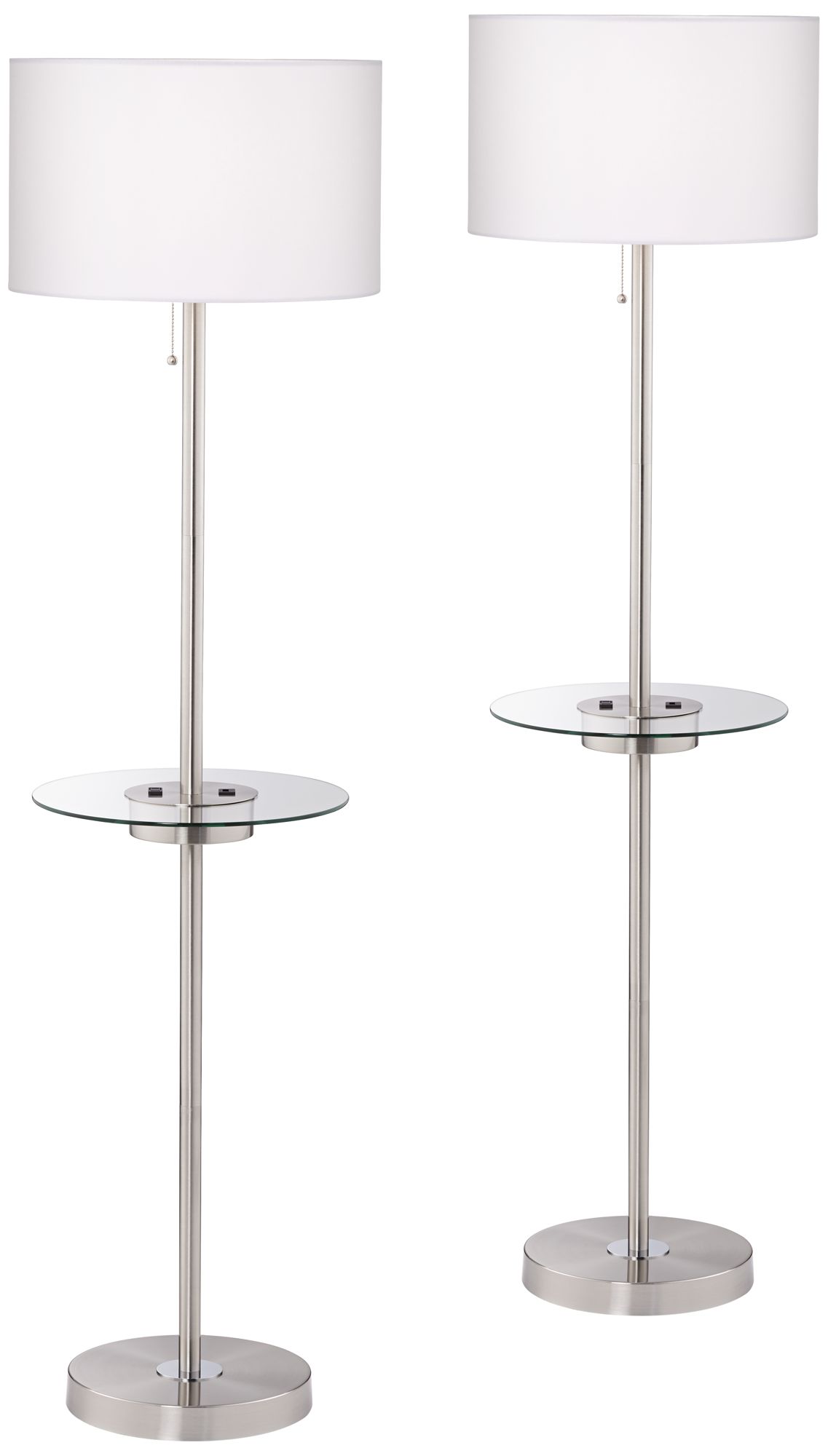 Image 2 Possini Euro Caper 60 1/2" Tray Table USB Floor Lamps Set of 2