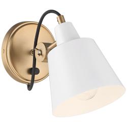 Possini Euro Capetown 8 1/2&quot; High Brass and White Swivel Wall Sconce
