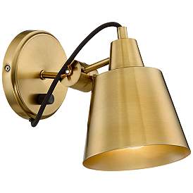 Image5 of Possini Euro Capetown 8" High Warm Brass Swivel Wall Sconce Set of 2 more views