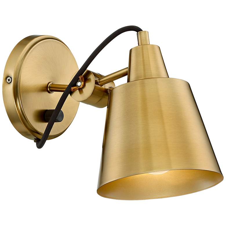 Image 5 Possini Euro Capetown 8 inch High Warm Brass Swivel Wall Sconce Set of 2 more views