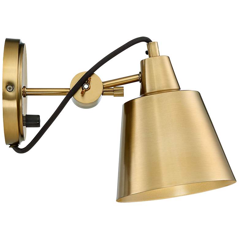 Image 6 Possini Euro Capetown 8 inch High Warm Brass Swivel Wall Sconce Set of 2 more views