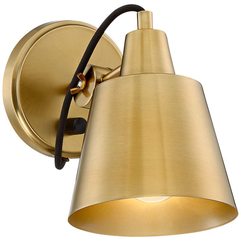 Image 2 Possini Euro Capetown 8 inch High Warm Brass Swivel Wall Sconce