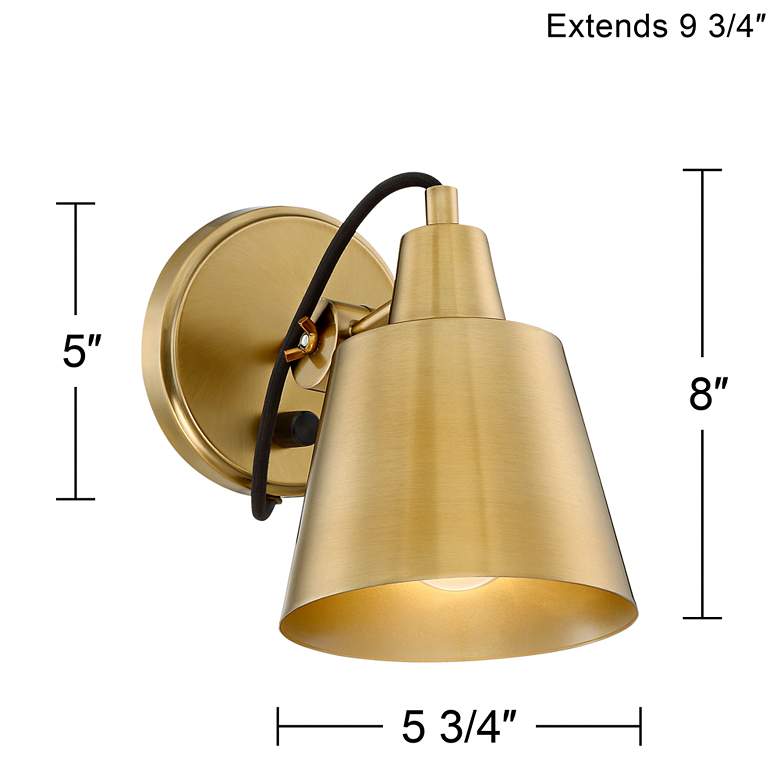 Image 7 Possini Euro Capetown 8 inch High Warm Brass Swivel Wall Sconce more views