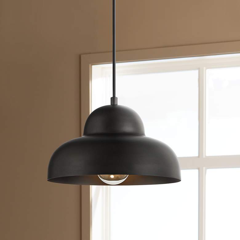 Image 1 Possini Euro Capri 9 1/4 inch Wide Black Mini Pendant Light