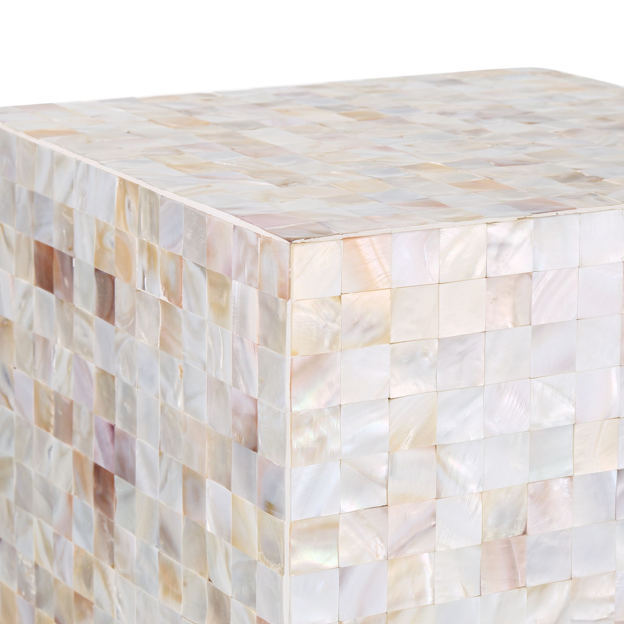 Image 3 Possini Euro Caputo 12" Wide Seashell Mosaic Coastal Side Table more views