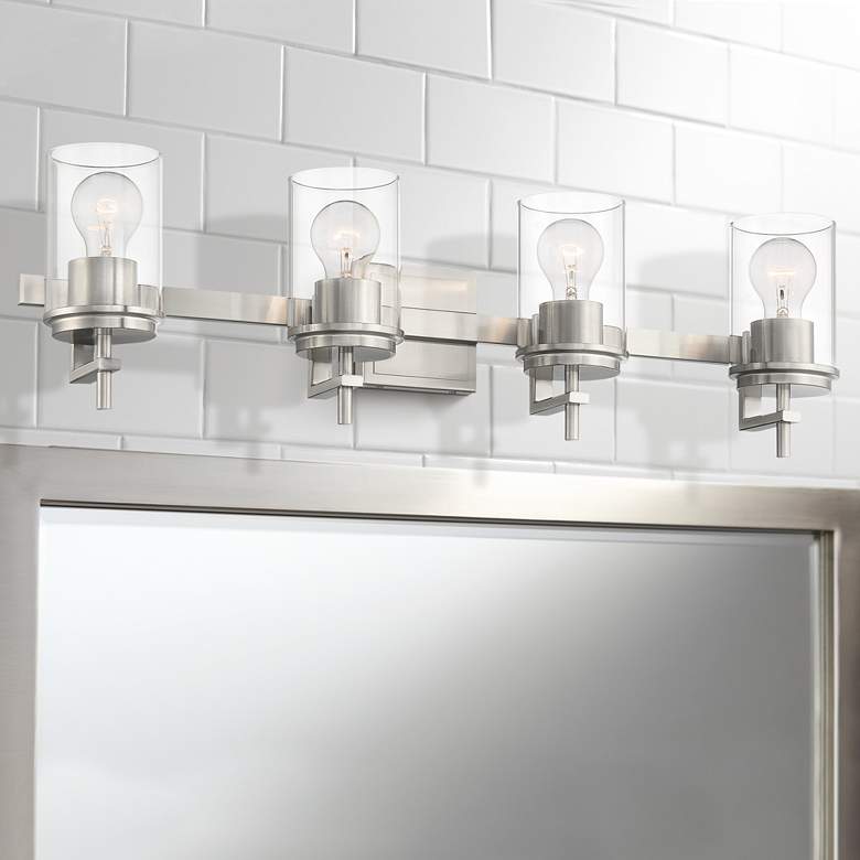 Image 1 Possini Euro Cara 29" Wide Brushed Nickel 4-Light Bath Light
