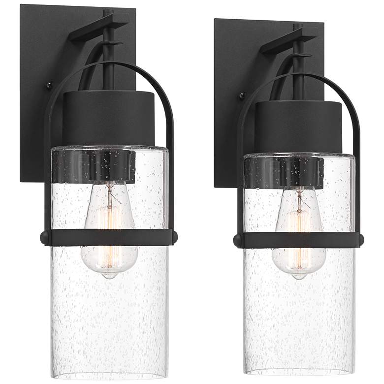 Image 2 Possini Euro Caramela 16" High Black Outdoor Wall Light Set of 2