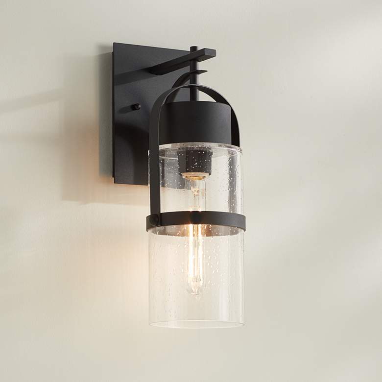 Image 1 Possini Euro Caramela 16" High Black Wall Sconce