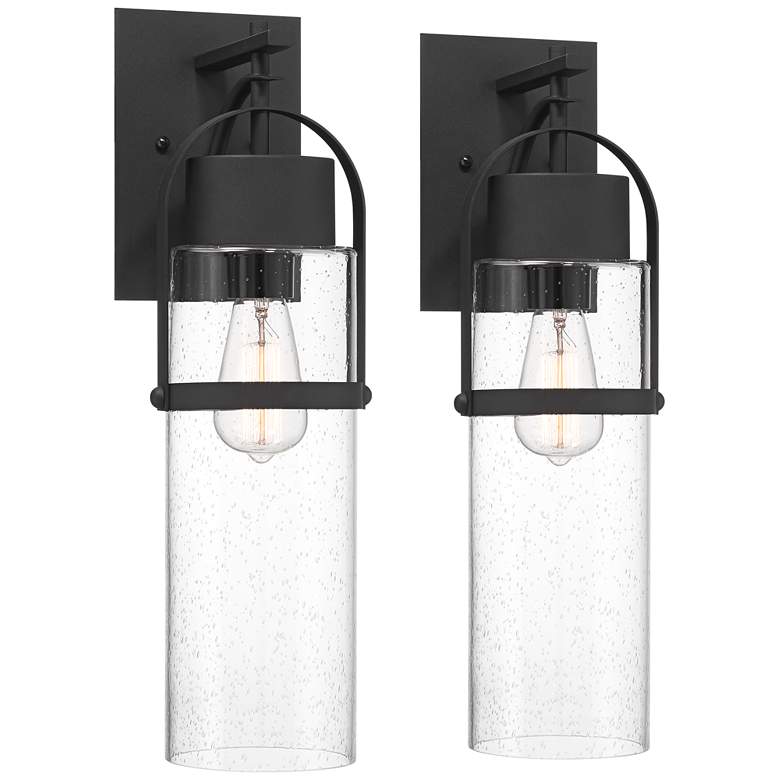 Image 2 Possini Euro Caramela 20" High Black Outdoor Wall Light Set of 2