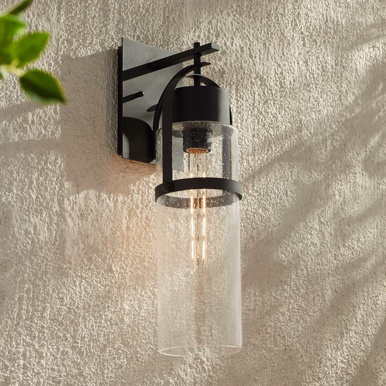 Image 1 Possini Euro Caramela 20" High Black Outdoor Wall Light