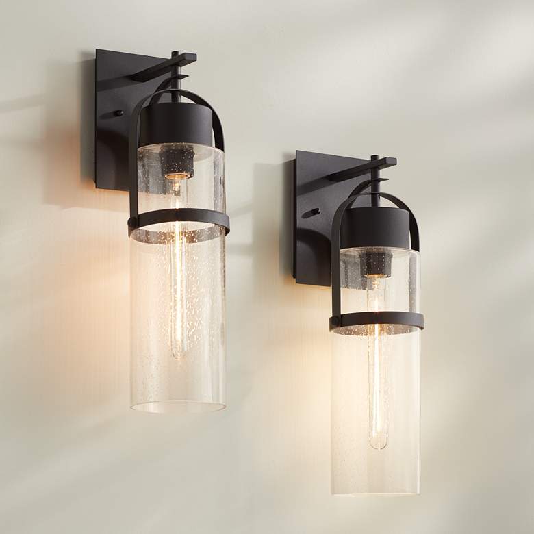 Image 1 Possini Euro Caramela 20" High Black Wall Sconce Set of 2