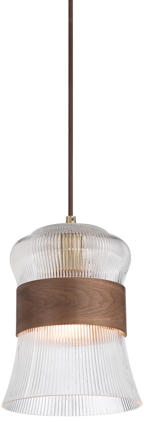 Image 3 Possini Euro Carasco 7 1/4" Wide Wood and Gold Mini Pendant Light
