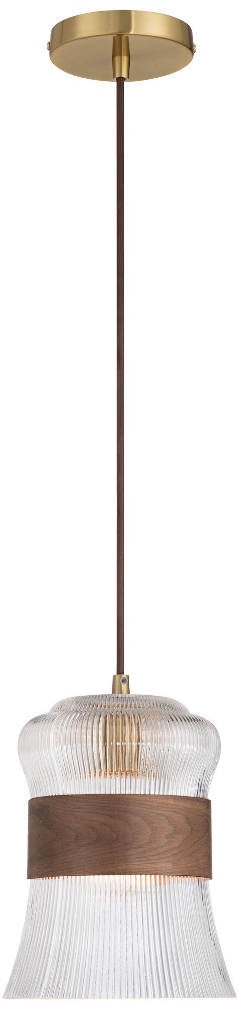 Image 7 Possini Euro Carasco 7 1/4" Wide Wood and Gold Mini Pendant Light more views