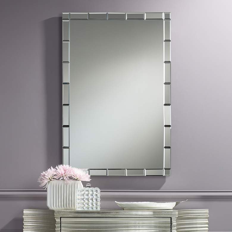 Image 1 Possini Euro Cari 23 1/2 inch x 35 1/2 inch Tile Edge Mirror